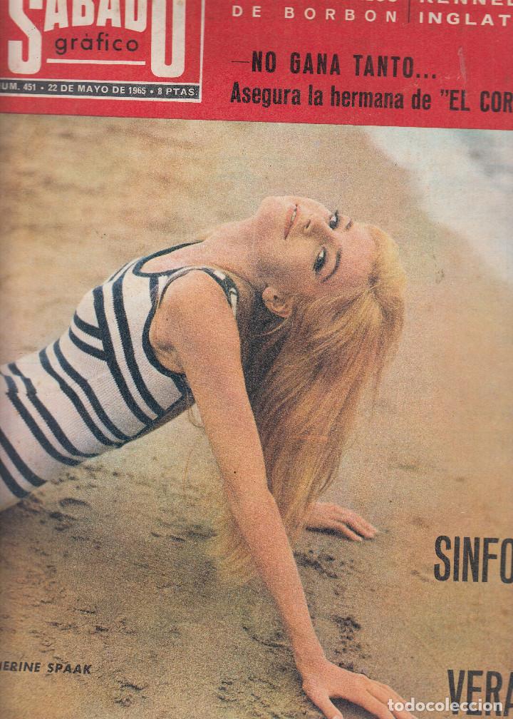 Coleccionismo de Revistas y Peri&oacute;dicos: REVISTA SABADO GRAFICO N&ordm; 451 A&Ntilde;O 1965. BODA DE ANA DE FRANCIA. FAMILIA KENNEDY. CATHERINE SPAAK.