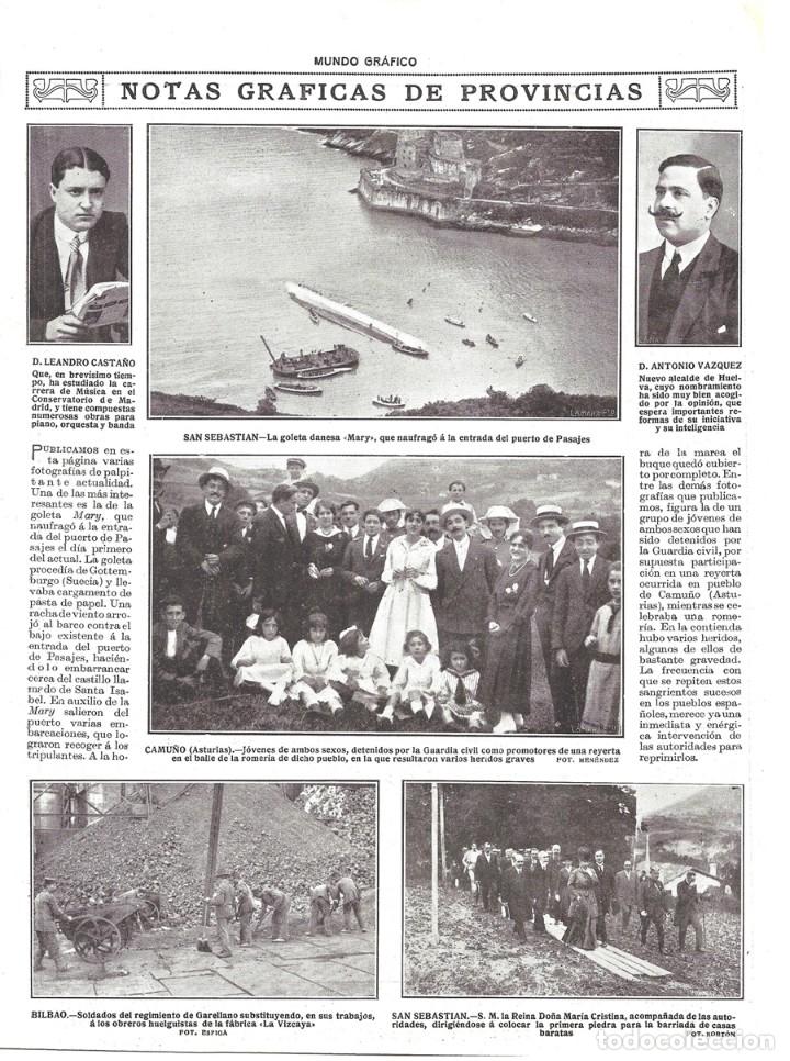 Sammeln von Zeitschriften und Zeitungen: 1917 HOJA REVISTA SAN SEBASTI&Aacute;N REINA MAR&Iacute;A CRISTINA PRIMERA PIEDRA CASAS BARATAS - BILBAO SOLDADOS