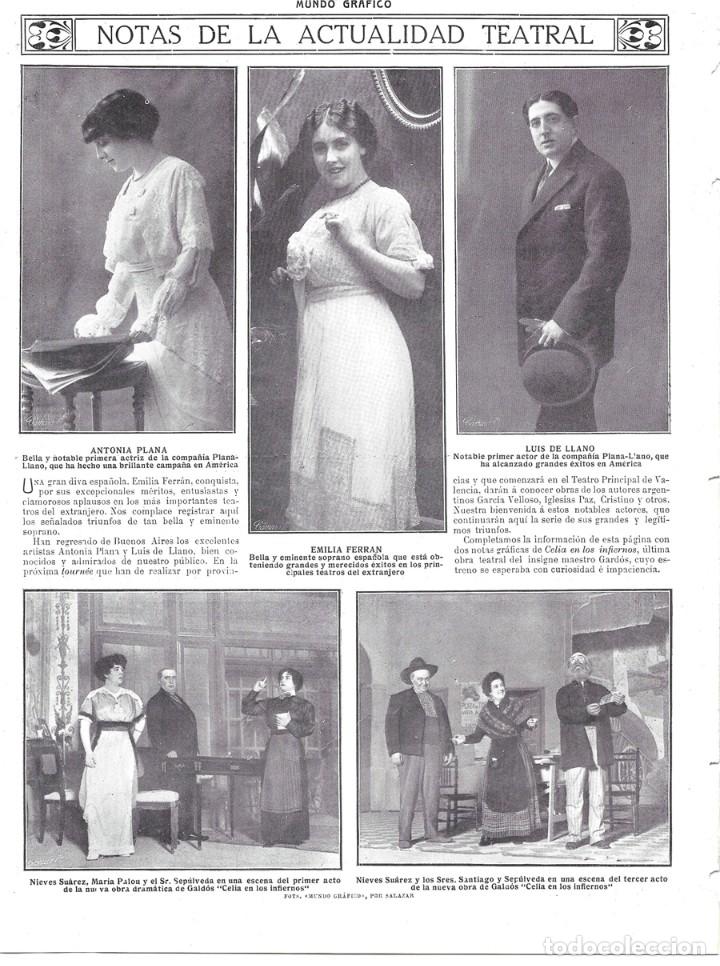 Coleccionismo de revistas y peri&oacute;dicos: 1913 HOJA REVISTA TEATRO ACTORES ACTRICES ANTONIA PLANA EMILIA FERRAN LUIS DE LLANO NIEVES S&Uacute;AREZ