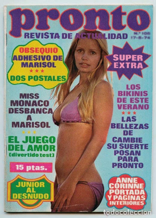 Collection Magazines and Newspapers: PRONTO - 1974 - RAFAELA APARICIO, EMMA COHEN, JUNIOR, PERLA CRISTAL, JEANETTE, SANTABARBARA