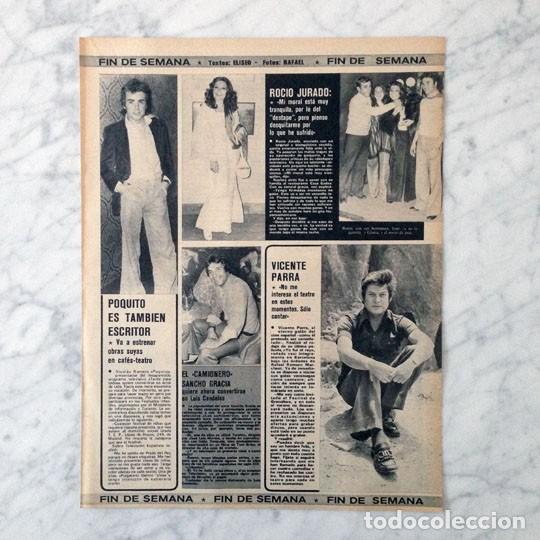 Coleccionismo de Revistas y Peri&oacute;dicos: RECORTE - POQUITO, ROCIO JURADO, SANCHO GRACIA, VICENTE PARRA, JUAN PARDO, PILAR BARDEM - 1974
