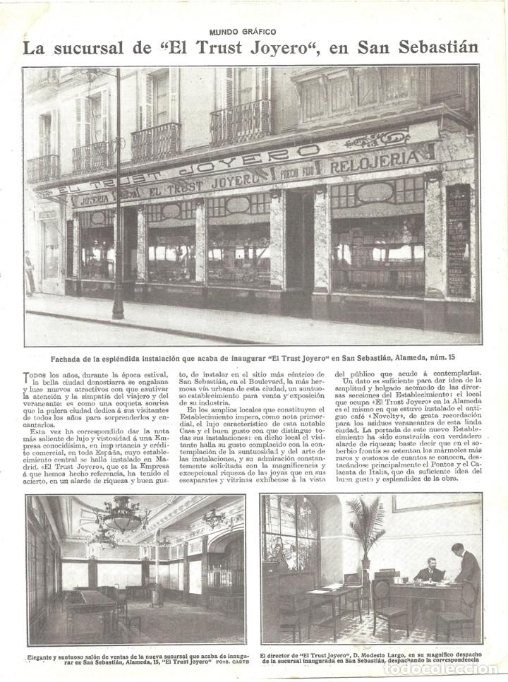 Coleccionismo de Revistas y Peri&oacute;dicos: 1917 HOJA REVISTA SAN SEBASTI&Aacute;N APERTURA SUCURSAL EL TRUST JOYERO ALAMEDA 15 DIRECTOR MODESTO LARGO