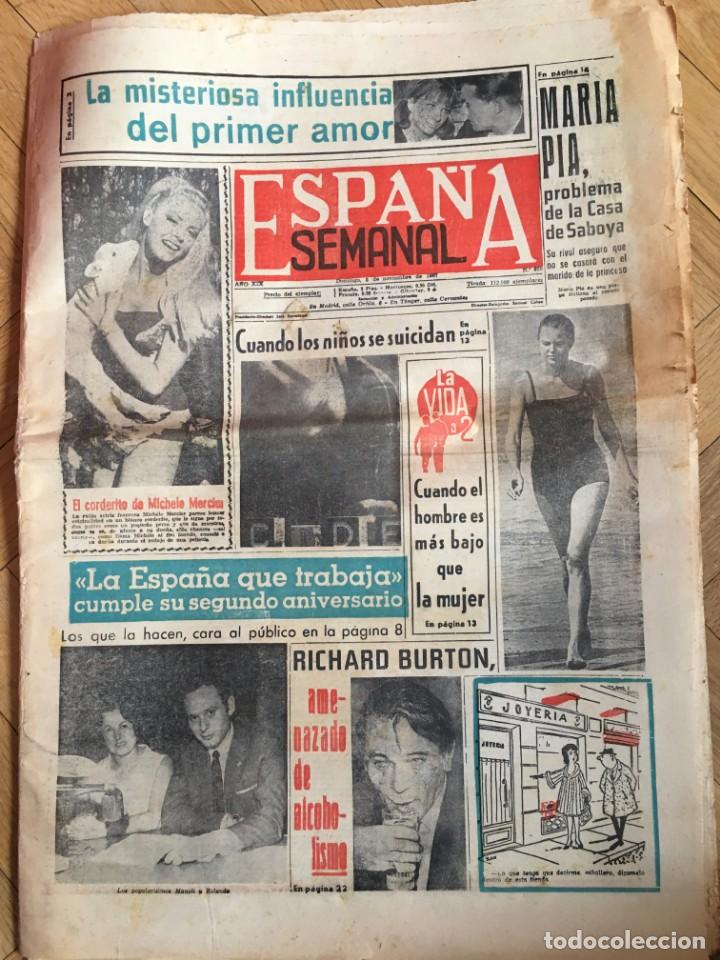 Coleccionismo de Revistas y Peri&oacute;dicos: PERIODICO ESPA&Ntilde;A SEMANAL (5-11-1967) MICHELE MERCIER RICHARD BURTON MARIA PIA DE SABOYA ROCIO DURCAL