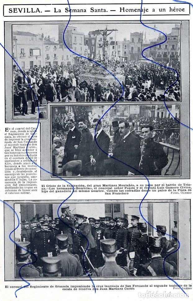 Coleccionismo de Revistas y Peri&oacute;dicos: SEVILLA 1913 SEMANA SANTA HOMENAJE A UN HEROE HOJA REVISTA