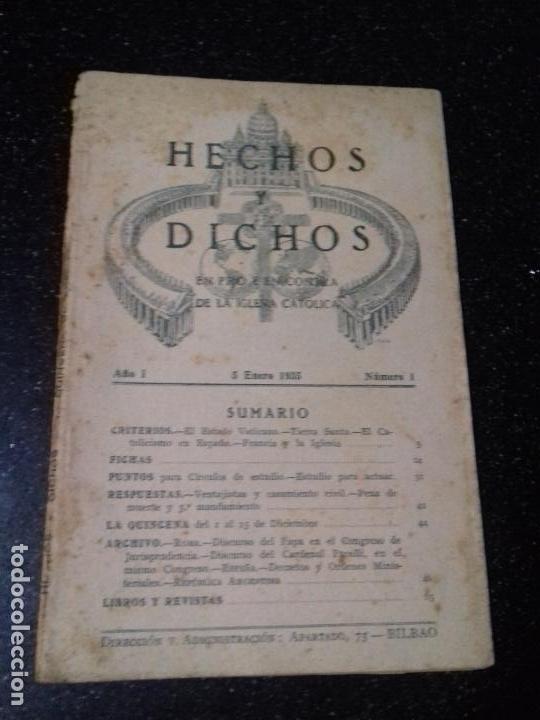 Collection Magazines and Newspapers: REVISTA. HECHOS Y DICHOS. N&ordm; 1. TOMO I. 1935. MEDIDAS: 20 X 13 CM. APROX.