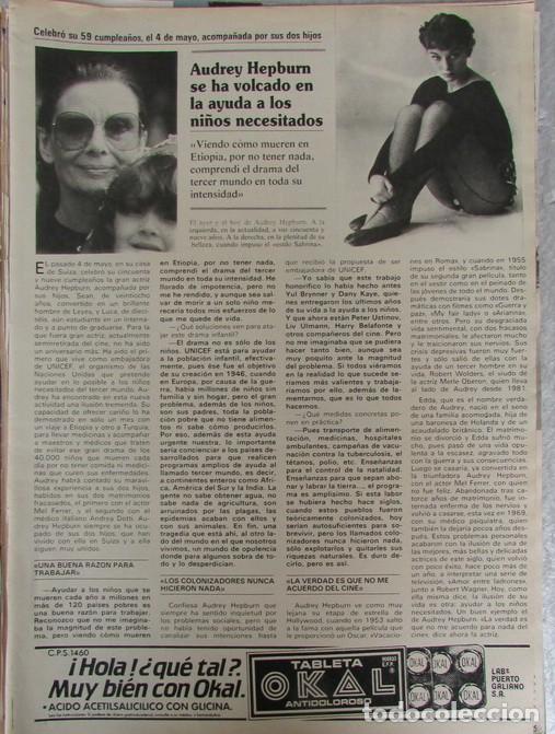 Coleccionismo de Revistas y Peri&oacute;dicos: RECORTE REVISTA SEMANA N&ordm; 2518 1988 AUDEY HEPBURN. MICHAEL JACKSON