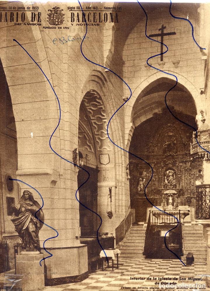 Coleccionismo de Revistas y Peri&oacute;dicos: OLMEDO  1953  IGLESIA DE SAN MIGUEL HOJA PERIODICO
