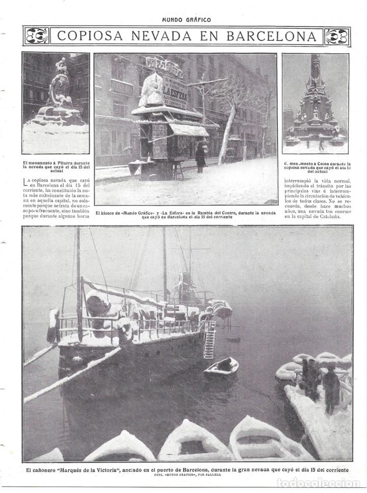 Coleccionismo de revistas y peri&oacute;dicos: 1914 HOJA REVISTA BARCELONA NEVADA MONUMENTOS COL&Oacute;N Y PITARRA PUERTO CA&Ntilde;ONERO MARQU&Eacute;S DE LA VICTORIA