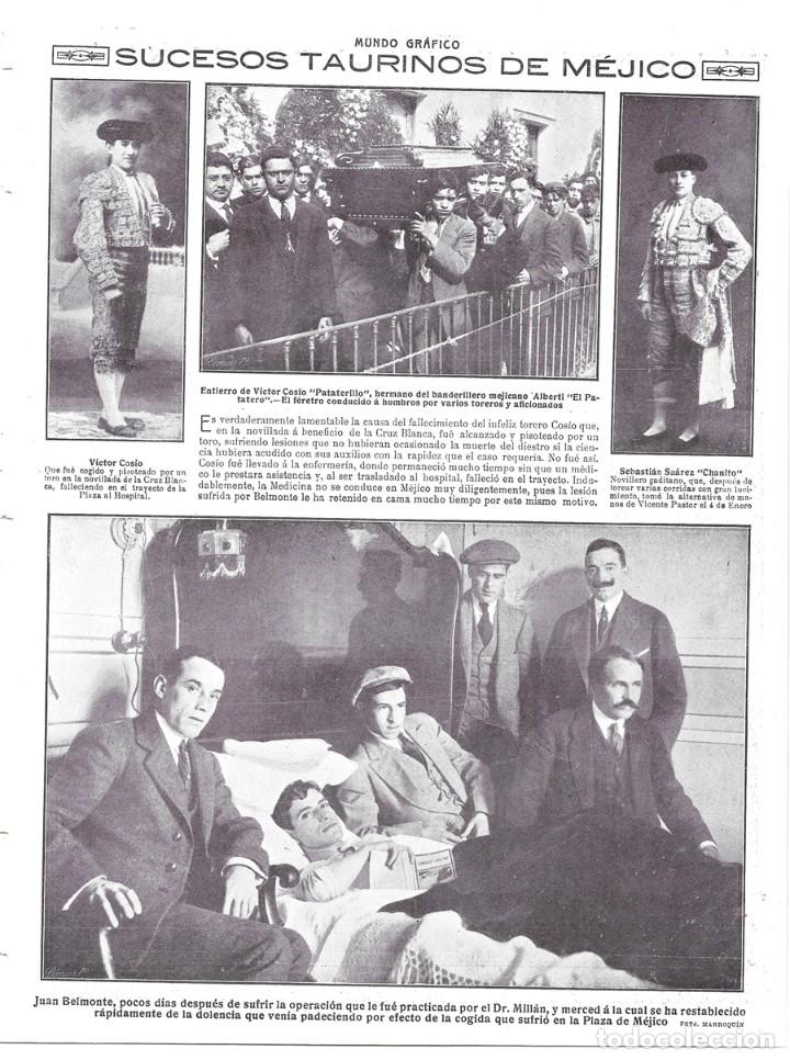 Coleccionismo de revistas y peri&oacute;dicos: 1914 HOJA REVISTA TOROS ALTERNATIVA POR VICENTE PASTOR NOVILLERO GADITANO SEBASTI&Aacute;N SU&Aacute;REZ CHANITO