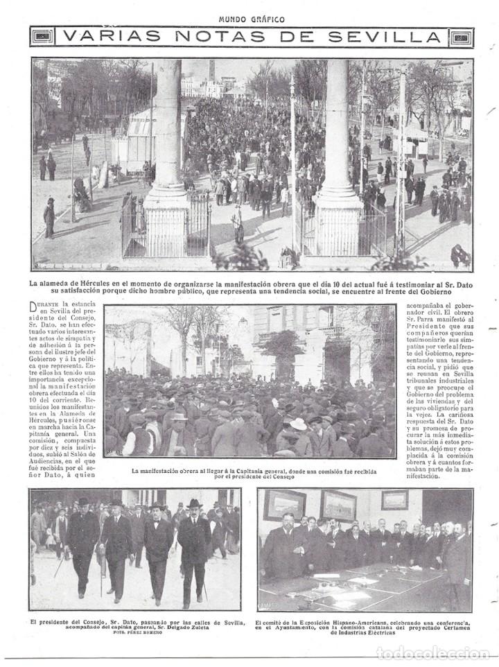 Coleccionismo de revistas y peri&oacute;dicos: 1914 HOJA REVISTA SEVILLA ALAMEDA DE H&Eacute;RCULES CAPITAN&Iacute;A GENERAL CALLES EDUARDO DATO DELGADO ZULETA