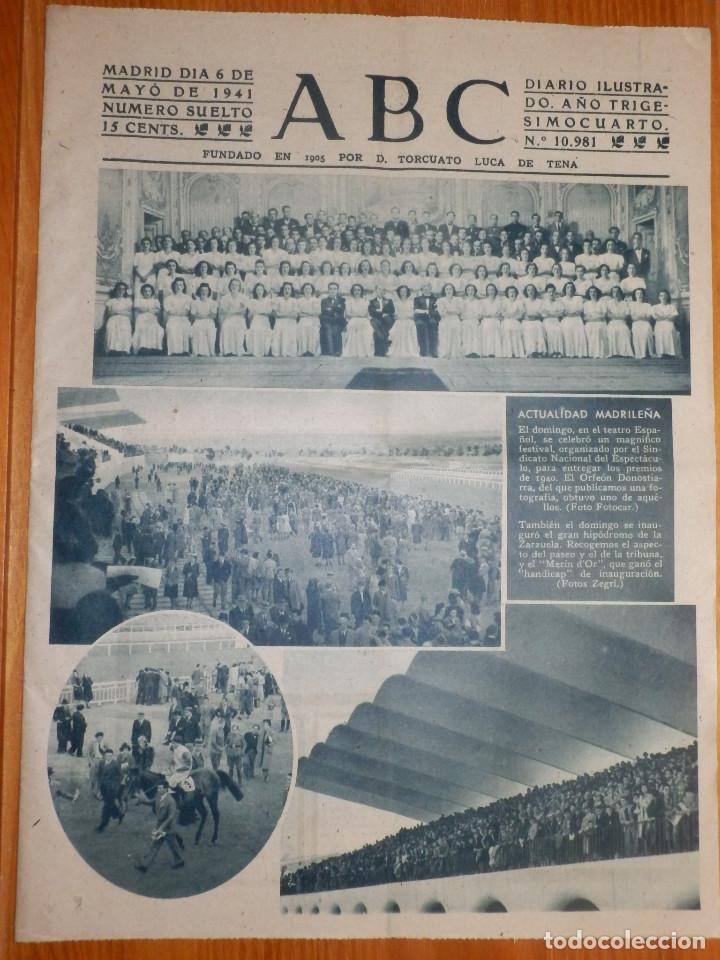 Coleccionismo de Revistas y Peri&oacute;dicos: Antiguo Periodico - ABC - N&uacute;mero suelto -  6 de Mayo de 1941 - 8 Pag