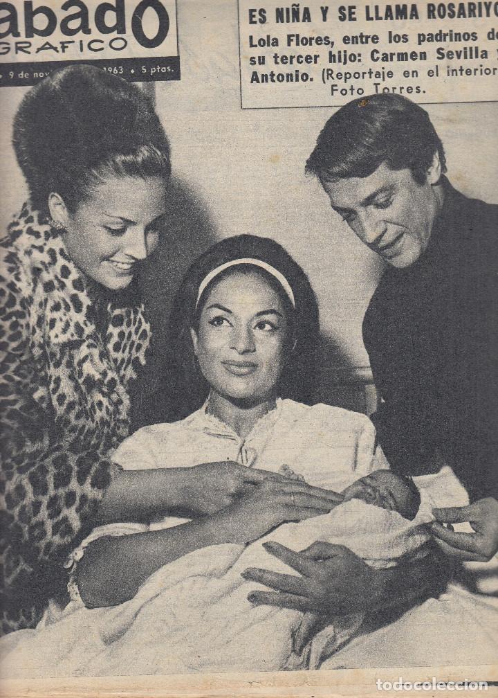 Coleccionismo de Revistas y Peri&oacute;dicos: REVISTA SABADO GRAFICO N&ordm; 371 A&Ntilde;O 1963.TERCER HIJO DE LOLA FLORES ROSARIYO.CARMEN SEVILLA Y ANTONIO.