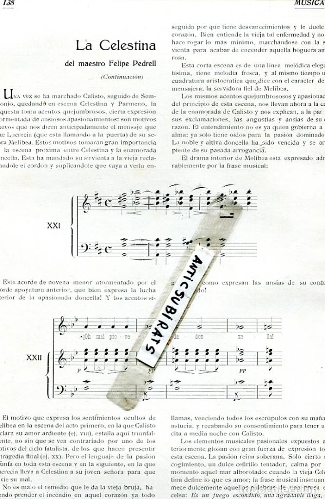 Coleccionismo de Revistas y Peri&oacute;dicos: REVISTA A&Ntilde;O 1915 MUSICA LA CELESTINA DE PREDELL HIMNO DE RIEGO AMADEO AMADEU VIVES JUAN MESTRES