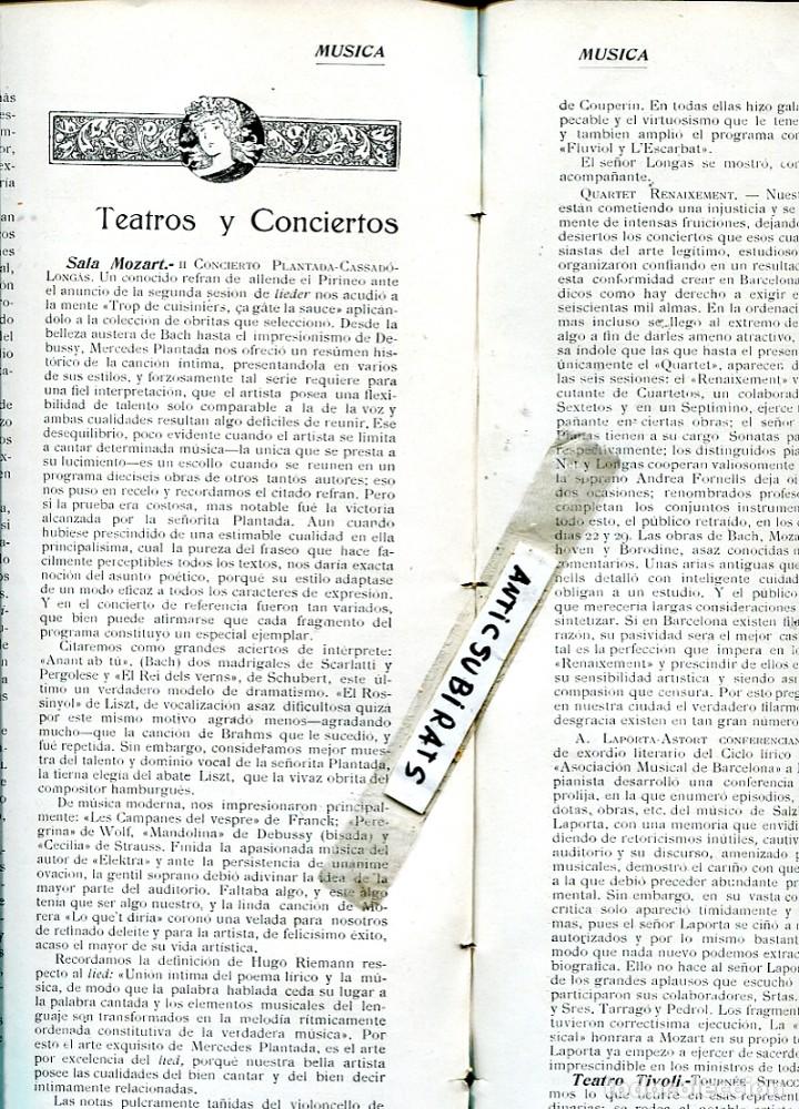 Coleccionismo de Revistas y Peri&oacute;dicos: REVISTA A&Ntilde;O 1915 PLANTADA CASSADO LONGAS SALA MOZART BARCELONA CHORAL MARTINENCA RIGOLETTO