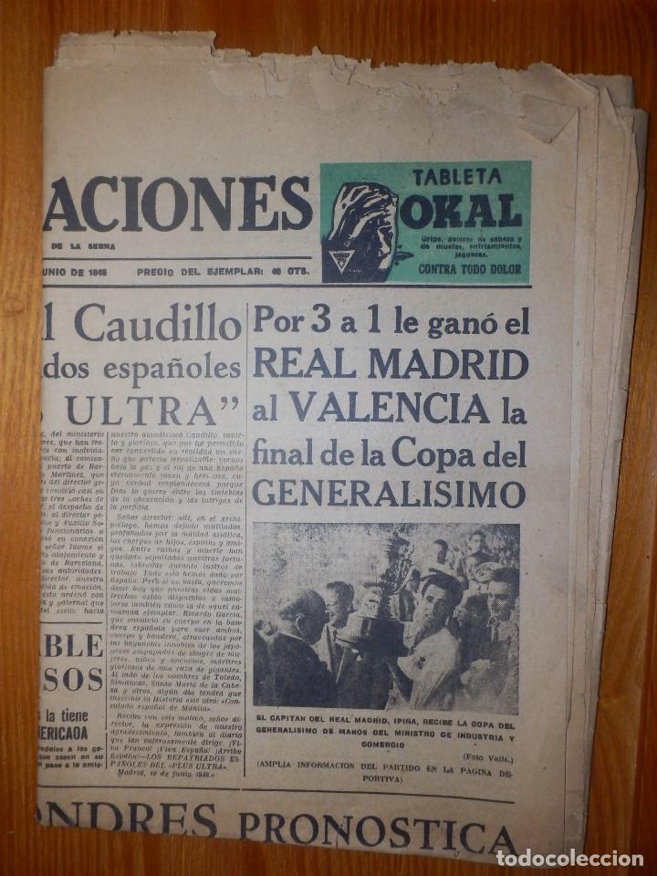 Colecionismo de Revistas e Jornais: Antiguo periodico - Informaciones - N&ordm; 6708 - Madrid - 10 Junio de 1946 - 45 cm x 60 cm 8 P&aacute;ginas -