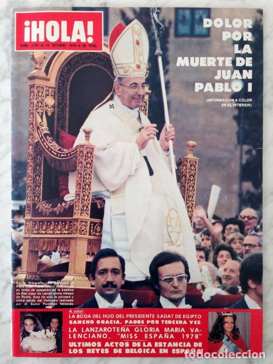 Coleccionismo de Revistas y Peri&oacute;dicos: HOLA - 1978 - MUERTE DE JUAN PABLO I, MISS ESPA&Ntilde;A, INGER NILSSON, RICHARD JORDAN, BRIGITE BARDOT
