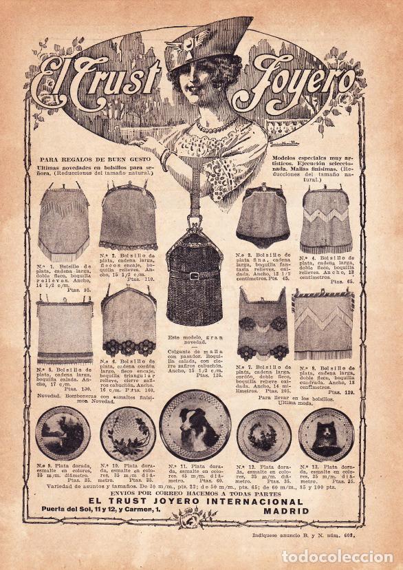 Coleccionismo de Revistas y Peri&oacute;dicos: Publicidad bolsillos ( bolsos)  de se&ntilde;ora de El Trust Joyero - 1917