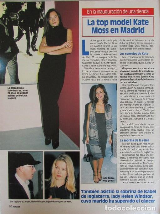 Coleccionismo de Revistas y Peri&oacute;dicos: RECORTE REVISTA SEMANA 3064 1998 KATE MOSS, INES SATRE