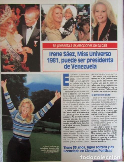 Coleccionismo de Revistas y Peri&oacute;dicos: RECORTE REVISTA SEMANA 3064 1998 CRISTINA SANCHEZ, ORTEGA CANO. IRENE SAEZ, MISS UNIVERSE