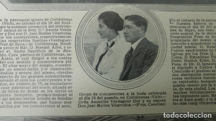 Sammeln von Zeitschriften und Zeitungen: BODA COLLDETENAS VICH VIC ASUNCION VERDAGUER DOT Y JOSE MOLINS VILARRUBIA REVISTA A&Ntilde;O 1916