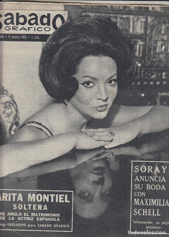 Colecionismo de Revistas e Jornais: REVISTA SABADO GRAFICO N&deg;366 A&Ntilde;O 1963. SARITA MONTIEL. SORAYA ANUNCIA SU BODA CON MAXIMILLAN SCHELL.