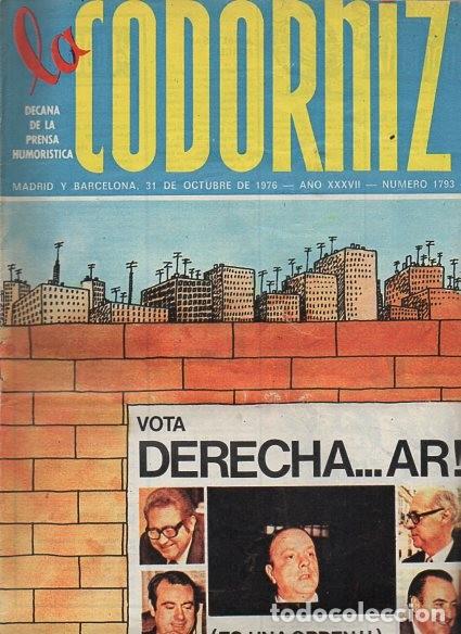 Coleccionismo de Revistas y Peri&oacute;dicos: LA CODORNIZ - N&ordm; 1793 / OCTUBRE 1976 - PORTADA : CABA&Ntilde;AS