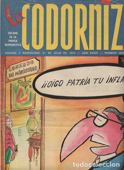Coleccionismo de Revistas y Peri&oacute;dicos: LA CODORNIZ - N&ordm; 1687 / JULIO 1974 - PORTADA : PABLO