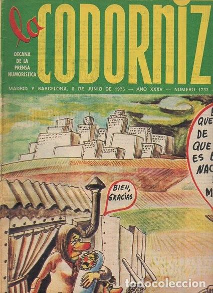 Coleccionismo de Revistas y Peri&oacute;dicos: LA CODORNIZ - N&ordm; 1733 / JUNIO 1975 - PORTADA : GAYO