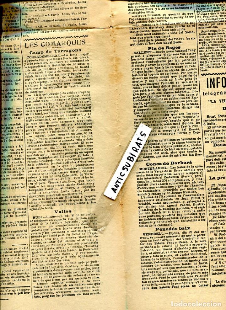 Coleccionismo de revistas y peri&oacute;dicos: DIARI ANY 1906 TORRADEMBARRA RUBI CASTELLAR DEL VALLES CARDEDEU SALLENT  MONTBLANCH VENDRELL DOSRIUS