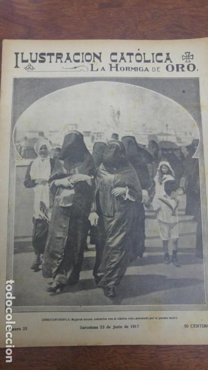 Sammeln von Zeitschriften und Zeitungen: CONSTANTINOPLA TURQUIA MUJERES TURCAS CON VELO PASEANDO POR LE PUENTE NUEVO HOJA REVISTA 1917