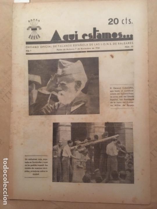 Collezionismo di Riviste e Giornali: AQUI ESTAMOS, FALANGE ESPA&Ntilde;OLA DE LAS JONS BALEARES, NUM 16, 1936