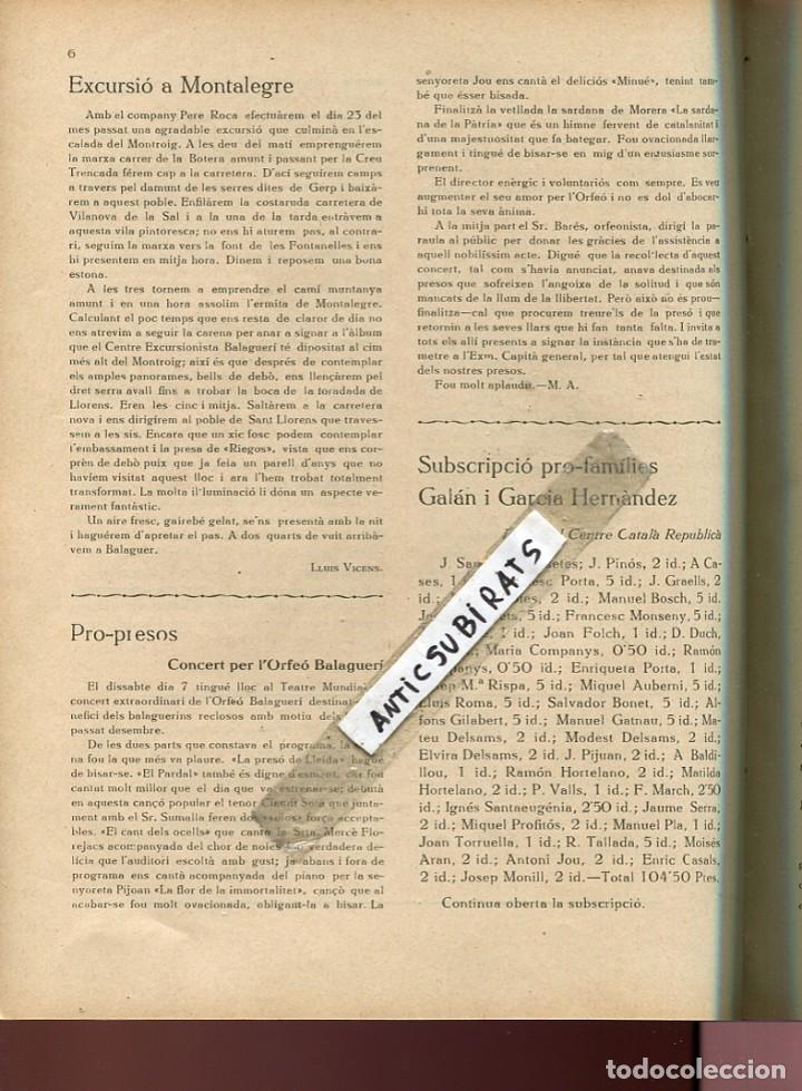 Coleccionismo de revistas y peri&oacute;dicos: PERIODICO ANY 1931 ORFEO BALAGUERI POR PRESOS SUBLEVACION DE JACA GALAN GARCIA HERNANDEZ MONTALEGRE