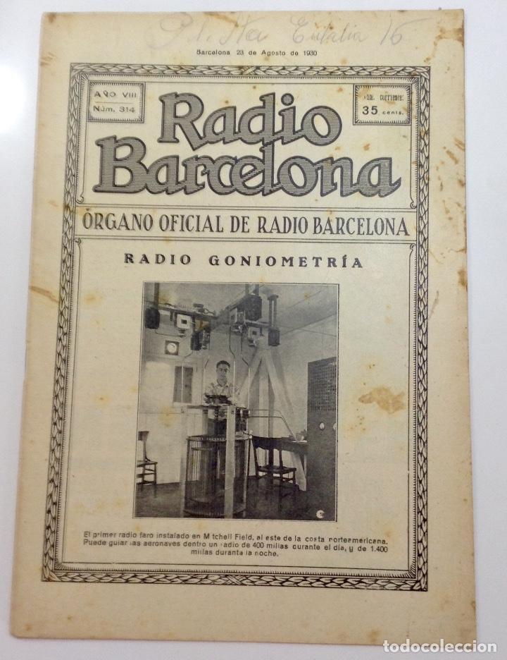 Coleccionismo de Revistas y Peri&oacute;dicos: REVISTA RADIO BARCELONA NUM 314 AGO.1930