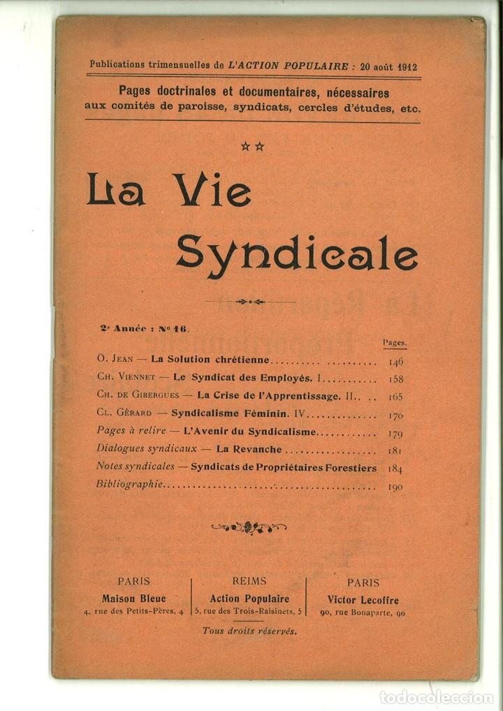 Colecionismo de Revistas e Jornais: LA VIE SYNDICALE 2&ordm; ANN&Eacute;E N&ordm; 16. 20 AO&Ucirc;T 1912.