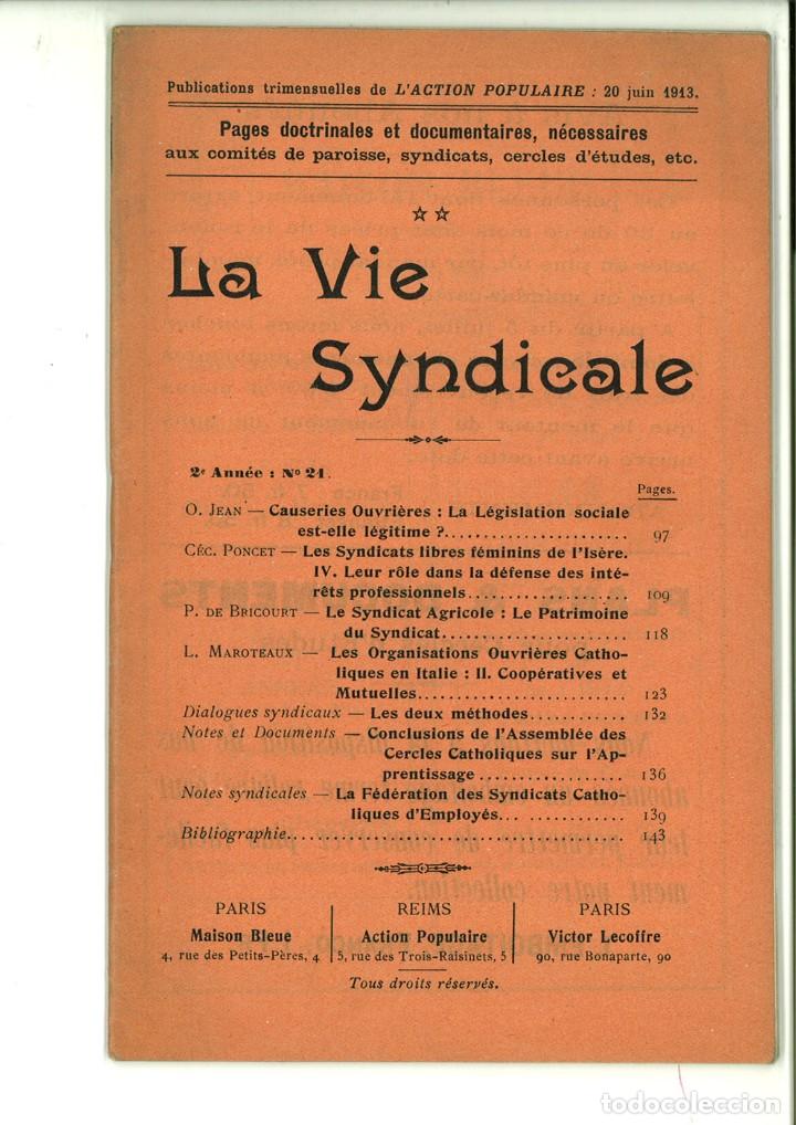 Coleccionismo de revistas y peri&oacute;dicos: LA VIE SYNDICALE 2&ordm; ANN&Eacute;E N&ordm; 24. 20 JUIN 1913