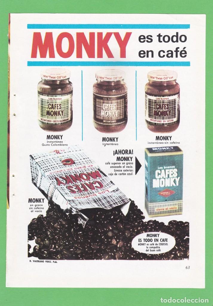 Coleccionismo de revistas y peri&oacute;dicos: PUBLICIDAD 1964. ANUNCIO CAFE MONKY - COLCHONES Y ALMOHADAS FOAM. FIRESTONE (REVERSO)