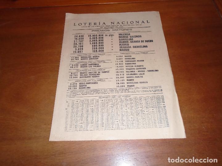 Coleccionismo de Revistas y Peri&oacute;dicos: LOTERIA NACIONAL LISTA DE PREMIOS SORTEO 22 DE DICIEMBRE DE 1930. PUBLICIDAD ODEON. ESTUDIANTE INGLA