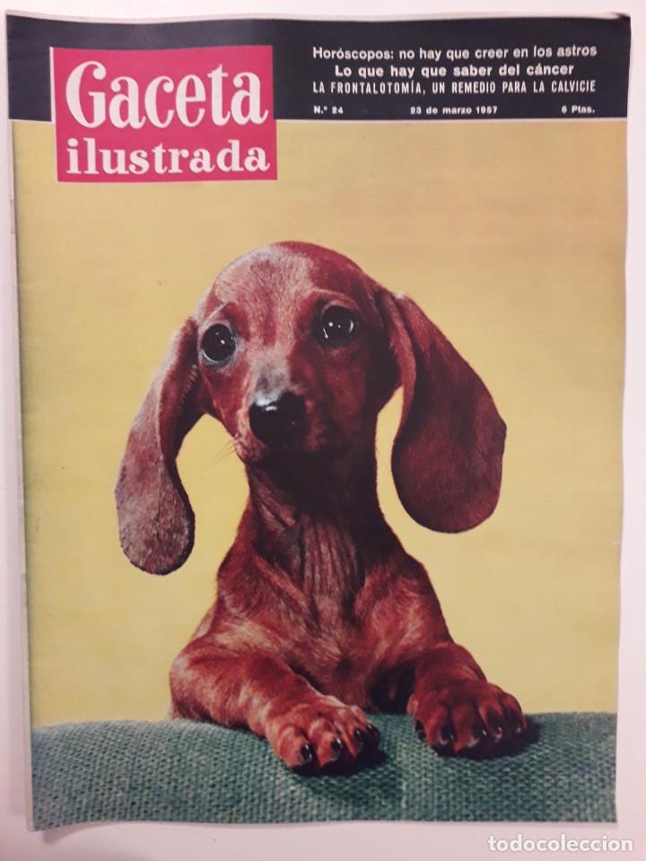 Coleccionismo de Revistas y Peri&oacute;dicos: GACETA ILUSTRADA 24 23 MARZO 1957.YVETTE LABROUSSE, LA BEG&Uacute;N Y AGA KHAN.PEINADO DE MODA.GARY COOPER