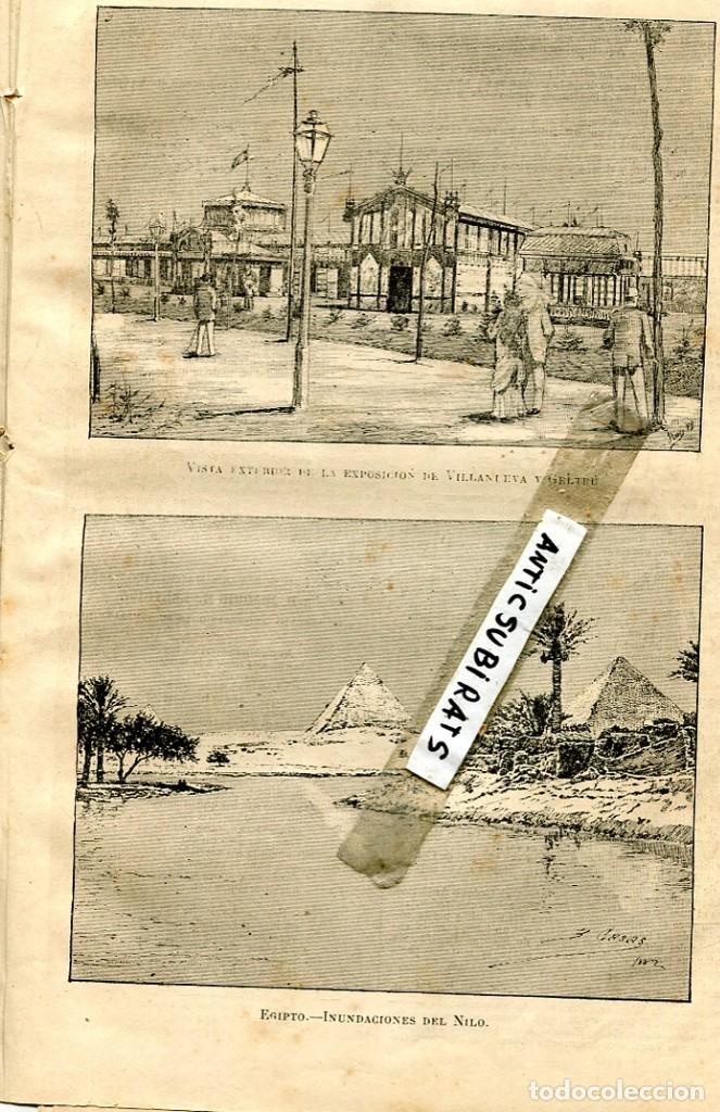 Coleccionismo de revistas y peri&oacute;dicos: REVISTA A&Ntilde;O 1882 EXPOSICION EN VILANOVA Y LA GELTRU GRABADO ANTIGUO EGIPTO PIRAMIDES