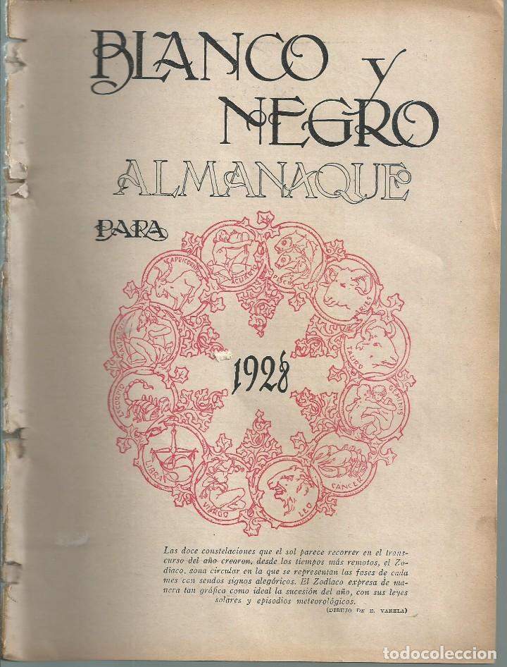 Collectionnisme de Revues et Journaux: BYN 1 ENE 1928.N&ordm; 1911.SUELTOS: ALMANAQUE DIA A DIA .25 HOJAS , 4 PAG DIBUJOS  COLOR LOZANO SIDRO