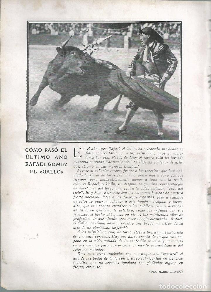 Collection Magazines and Newspapers: BYN 1 ENE 1928.N&ordm; 1911.SUELTOS:  RAFAEL GOMEZ EL GALLO.RAMON FRANCO.FOTOS ORTIZ Y ZEGRI Y M CHIVITE