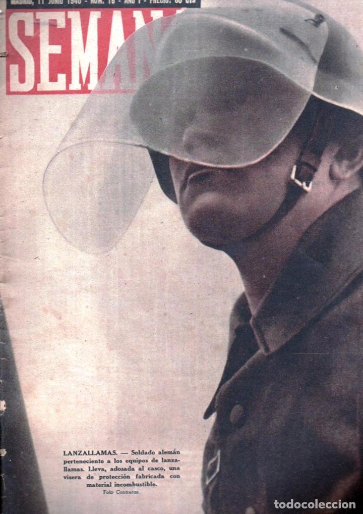 Coleccionismo de Revistas y Peri&oacute;dicos: REVISTA SEMANA N&ordm; 16 - 11 JUNIO 1940 - FASCISMO - SEGUNDA GUERRA MUNDIAL