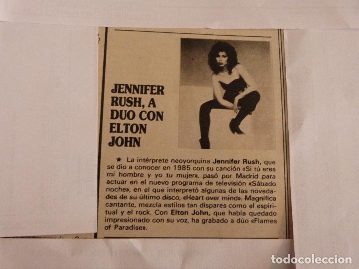 Coleccionismo de Revistas y Peri&oacute;dicos: RECORTE REPORTAJE CLIPPING DE JENNIFER RUSH ELTON JOHN REVISTA SEMANA N&ordm; 2464 P&Aacute;G 99
