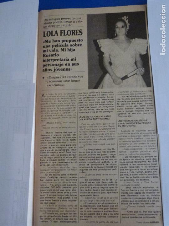 Coleccionismo de Revistas y Peri&oacute;dicos: RECORTE REPORTAJE CLIPPING DE LOLA FLORES REVISTA SEMANA N&ordm; 2482 P&Aacute;G 35