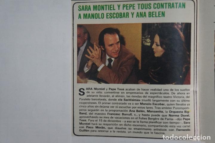 Coleccionismo de Revistas y Peri&oacute;dicos: RECORTE REPORTAJE CLIPPING SARA MONTIEL PEPE TOUS MANOLO ESCOBAR ANA BELEN SEMANA N&ordm; 2200 P&Aacute;G 64