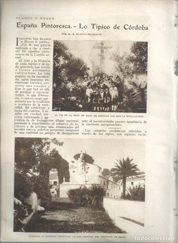 Collectionnisme de Revues et Journaux: BYN 8 ENE 1928.N&ordm; 1912.SUELTOS:ESPA&Ntilde;A PINTORESCA LO TIPICO DE CORDOBA  M.R. BLANCO-BELMONTE CUADERNO