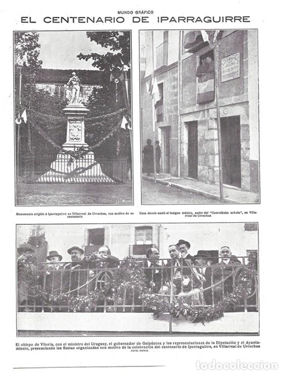 Collection Magazines and Newspapers: 1920 HOJA REVISTA GUIP&Uacute;ZCOA VILLARREAL DE URRECHUA URRETXU CENTENARIO DE IPARRAGUIRRE MONUMENTO CASA