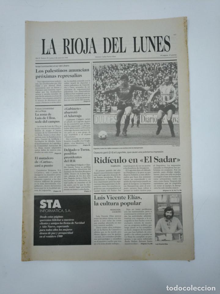 Coleccionismo de revistas y peri&oacute;dicos: LA RIOJA DEL LUNES. N&ordm; 20. A&Ntilde;O II. 4 DE ENERO 1988. OSASUNA 2 LOGRO&Ntilde;ES 0. TDKPR2