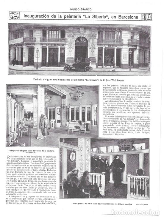 Sammeln von Zeitschriften und Zeitungen: 1920 HOJA REVISTA BARCELONA INAUGURACI&Oacute;N PELETER&Iacute;A LA SIBERIA DE JOS&Eacute; TIC&Oacute; ROBERT