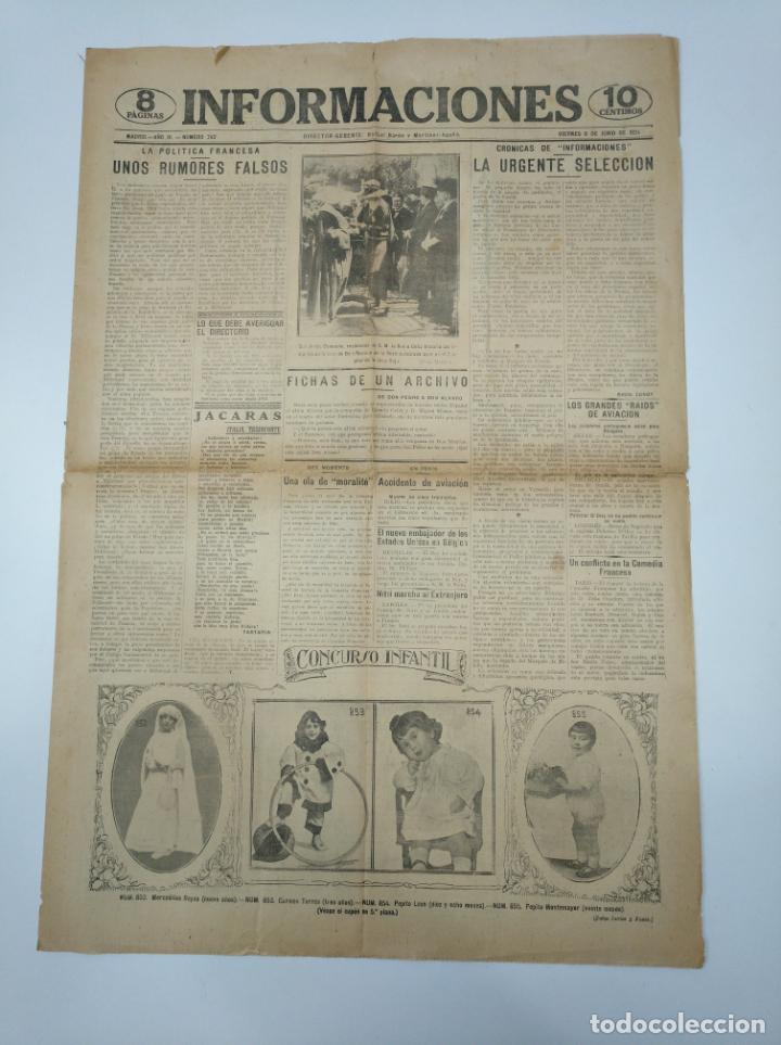 Coleccionismo de revistas y peri&oacute;dicos: INFORMACIONES. PERIODICO 6 JUNIO DE 1924. A&Ntilde;O III N&ordm; 742. DEMOULIN SM REINA DO&Ntilde;A VICTORIA. TDKPR3